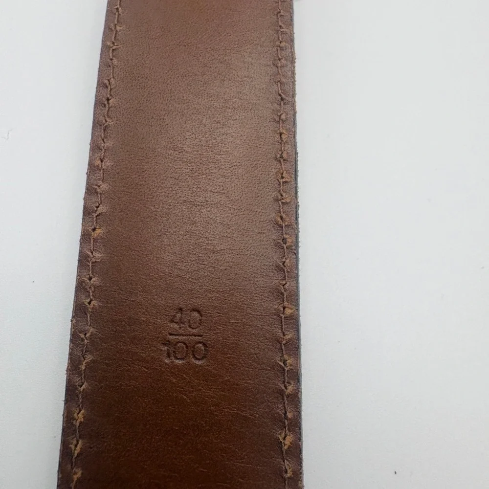 Polo Ralph Lauren Mens Brown Croc Embossed Leather Belt Size 40 Made in USA